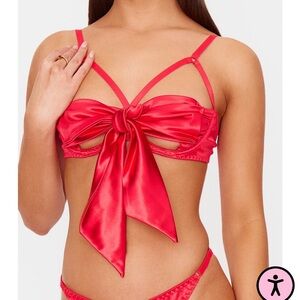 Satin Red Bow Bralette
